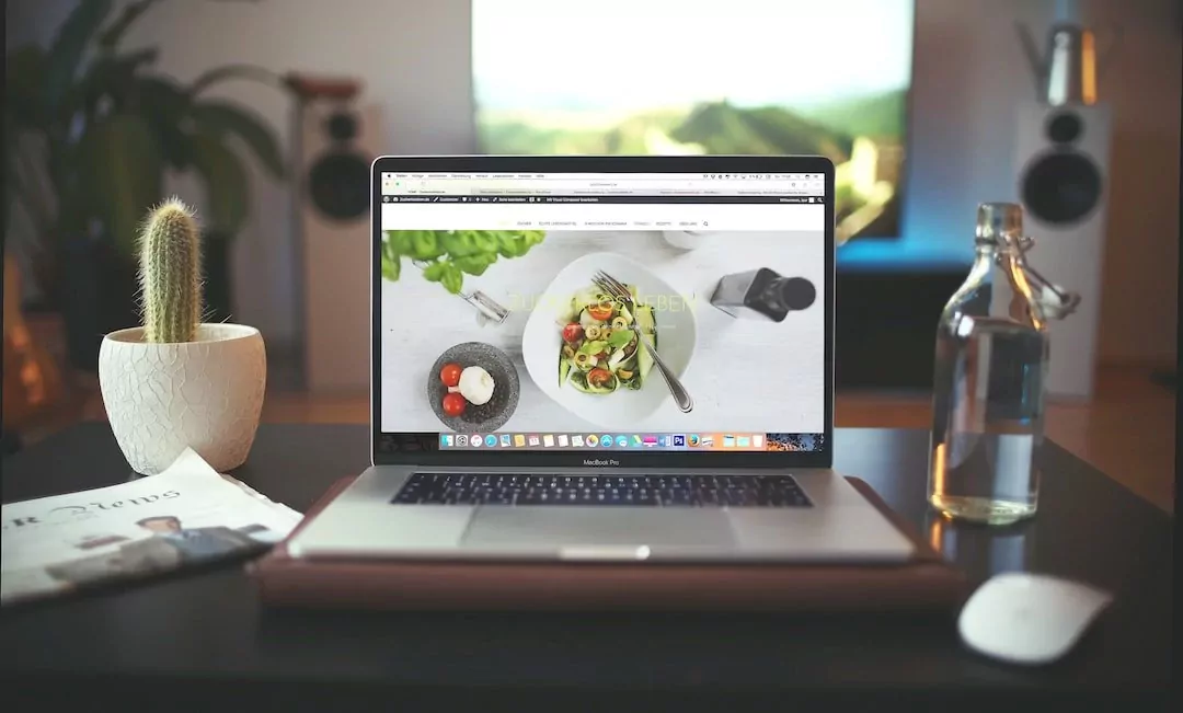 Website design on screen